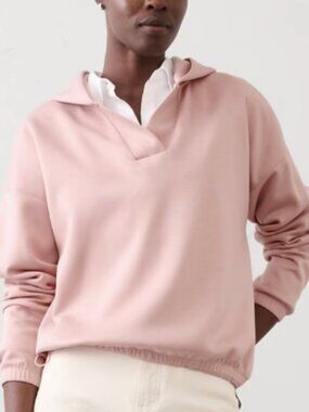 Banana Republic Factory Knit Hoodie Blush Pink Sweatshirt Medium NWOT!
